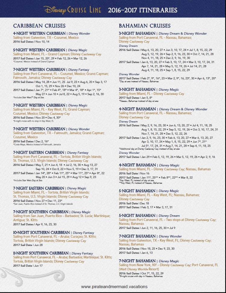 Disney Cruise Line Has Announced Their 2017 Summer Itinerary Pirate